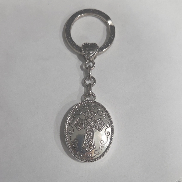 Accessories - Silver Cross Oval Keychain Locket With Mirror